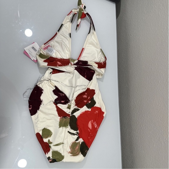 NWT $148 Kate Spade [ Small ] Floral Knotted Halter Twist One‎ Piece Swimsuit - Picture 8 of 13